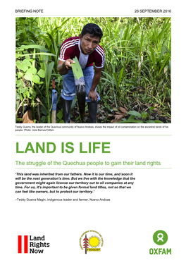 Land Is Life: the Struggle of the Quechua People to Gain Their Land Rights