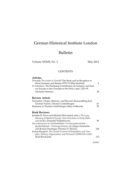 German Historical Institute London Bulletin Vol 33 (2011), No. 1