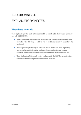 Elections Bill Explanatory Notes