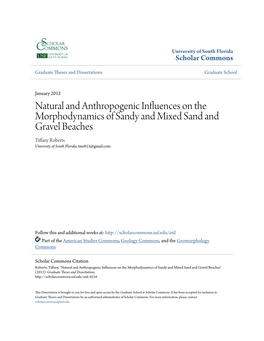 Natural and Anthropogenic Influences on the Morphodynamics of Sandy and Mixed Sand and Gravel Beaches Tiffany Roberts University of South Florida, Tmr813@Gmail.Com