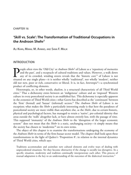 'Skill Vs. Scale': the Transformation of Traditional Occupations in the Androon Shehr1