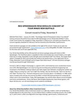 Reo Speedwagon Reschedules Concert at Four Winds New Buffalo