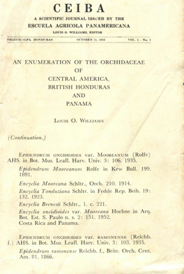 CE 1 BA a SCIENTIFIC JOURNAL Issued by the ESCUELA AGRICOLA PANAMERICANA LOUIS O