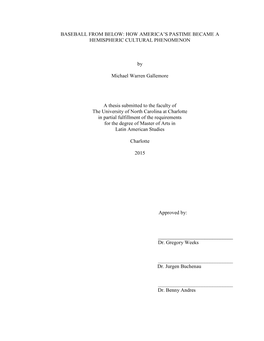 Baseball from Below: How America’S Pastime Became a Hemispheric Cultural Phenomenon