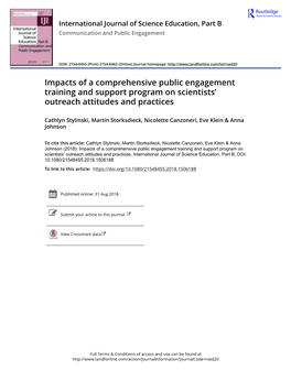 Impacts of a Comprehensive Public Engagement Training and Support Program on Scientists’ Outreach Attitudes and Practices