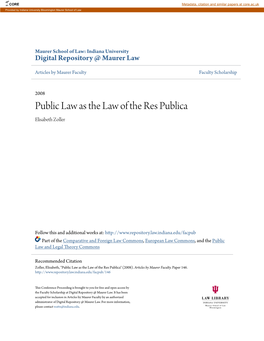 Public Law As the Law of the Res Publica Elisabeth Zoller