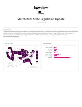 March 2020 State Legislation Update