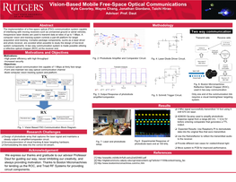 Vision-Based Mobile Free-Space Optical Communications Kyle Cavorley, Wayne Chang, Jonathan Giordano, Taichi Hirao Advisor: Prof