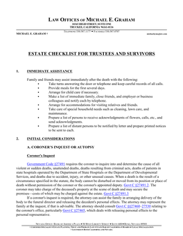 Estate Checklist for Trustees and Survivors