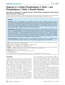 Alopecia in a Viable Phospholipase C Delta 1 and Phospholipase C Delta 3 Double Mutant