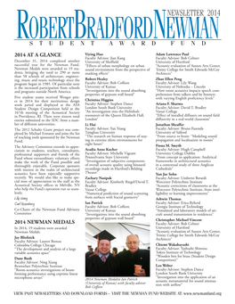 2014 Newsletter for the Robert Bradford Newman Student Award