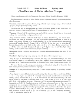 Classification of Finite Abelian Groups