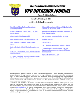 USAF Counterproliferation Center CPC Outreach Journal #900