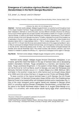 Emergence of Laricobius Nigrinus (Fender) (Coleoptera: Derodontidae) in the North Georgia Mountains1