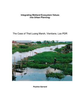 The Case of That Luang Marsh, Vientiane, Lao PDR