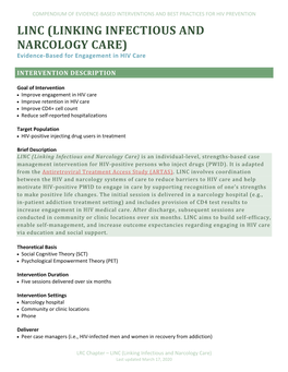 LINKING INFECTIOUS and NARCOLOGY CARE) Evidence-Based for Engagement in HIV Care