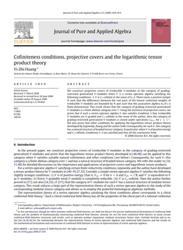 Journal of Pure and Applied Algebra Cofiniteness Conditions, Projective