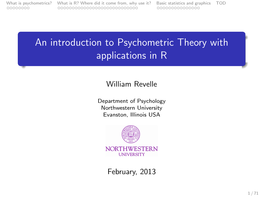 An Introduction to Psychometric Theory with Applications in R