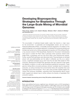 Developing Bioprospecting Strategies for Bioplastics Through the Large-Scale Mining of Microbial Genomes