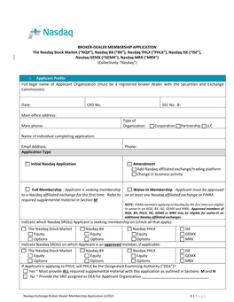 BROKER‐DEALER MEMBERSHIP APPLICATION The