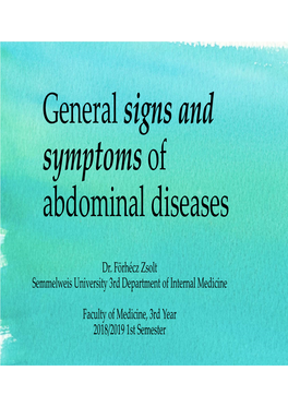 General Signs and Symptoms of Abdominal Diseases