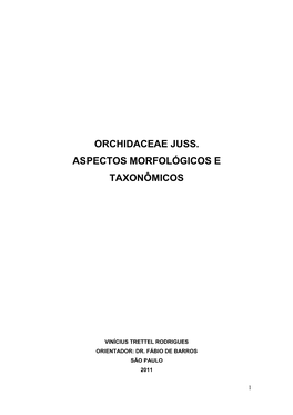 Orchidaceae Juss. Aspectos Morfológicos E Taxonômicos