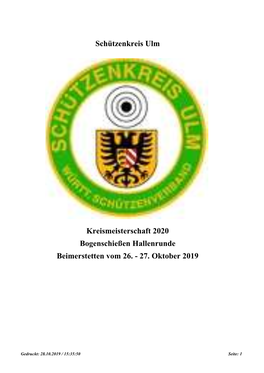 Schützenkreis Ulm Kreismeisterschaft 2020 Bogenschießen Hallenrunde Beimerstetten Vom 26