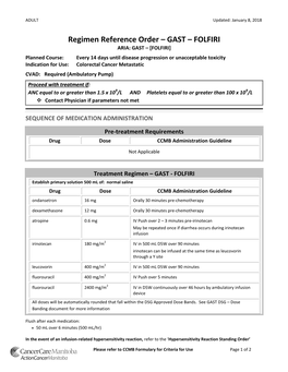 Regimen Reference Order – GAST – FOLFIRI