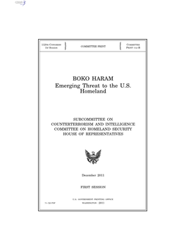 BOKO HARAM Emerging Threat to the U.S