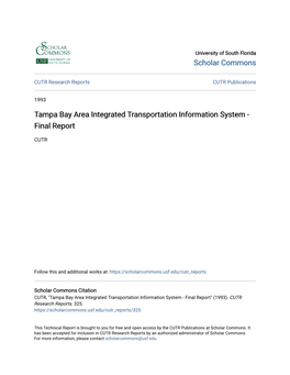Tampa Bay Area Integrated Transportation Information System - Final Report