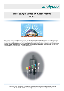 New Era NMR Supplies and Accessories Catalog