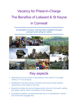 Vacancy for Priest-In-Charge the Benefice of Liskeard & St Keyne in Cornwall Key Aspects
