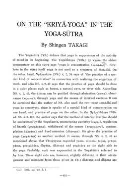 Kriya-Yoga" in the Youpi-Sutra