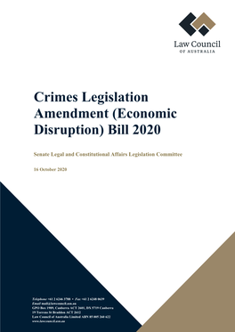 Crimes Legislation Amendment (Economic Disruption) Bill 2020