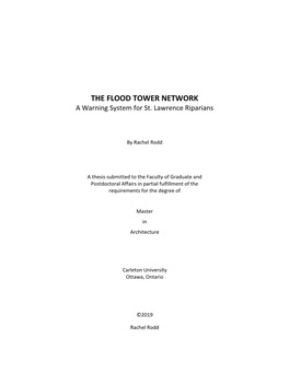 THE FLOOD TOWER NETWORK a Warning System for St