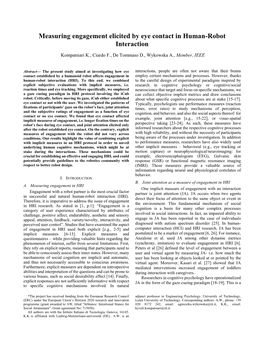 Measuring Engagement Elicited by Eye Contact in Human-Robot Interaction