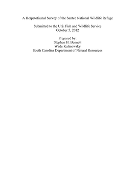 A Herpetofaunal Survey of the Santee National Wildlife Refuge Submitted