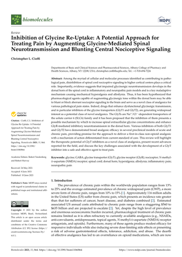 A Potential Approach for Treating Pain by Augmenting Glycine-Mediated Spinal Neurotransmission and Blunting Central Nociceptive Signaling