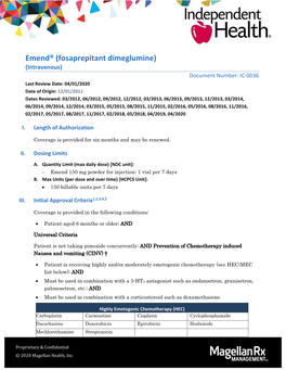 Emend® (Fosaprepitant Dimeglumine)