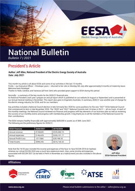 National Bulletin Bulletin 7 | 2021 President's Article