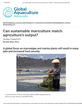 Can Sustainable Mariculture Match Agriculture's Output?