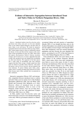 Evidence of Interactive Segregation Between Introduced Trout and Native Fishes in Northern Patagonian Rivers, Chile