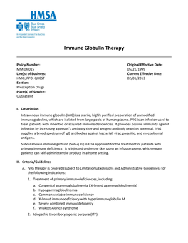 Immune Globulin Therapy