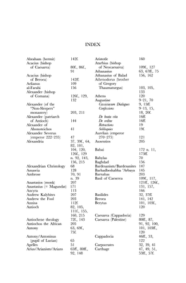Abraham (Hermit) 142F. Aristode 160 Acacius (Bishop Atarbius (Bishop Of