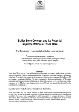 Buffer Zone Concept and Its Potential Implementation in Tasek Bera