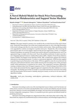 A Novel Hybrid Model for Stock Price Forecasting Based on Metaheuristics and Support Vector Machine