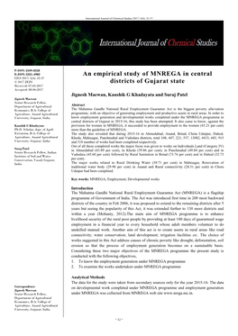 An Empirical Study of MNREGA in Central Districts of Gujarat State