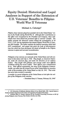 Historical and Legal Analyses in Support of the Extension of U.S