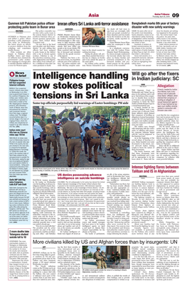 Intelligence Handling Row Stokes Political Tensions in Sri Lanka
