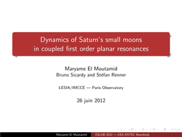 Dynamics of Saturn's Small Moons in Coupled First Order Planar Resonances